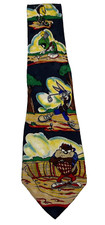 Looney Tunes Neck Tie Vintage 1994 100 Silk Golf Marvin The Martian Bugs