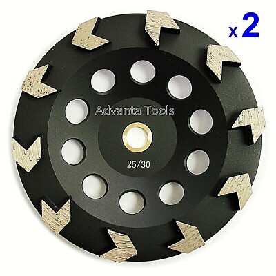 2pk 7  Arrow Segment Cup Wheel - 25/30 Grit Diamond For Concrete Epoxy Grinding