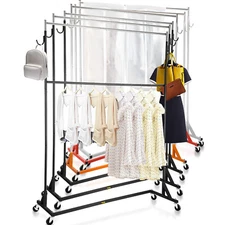 Garment Z Rack Rolling Collapsible Clothing Shelf w/Lockable Casters