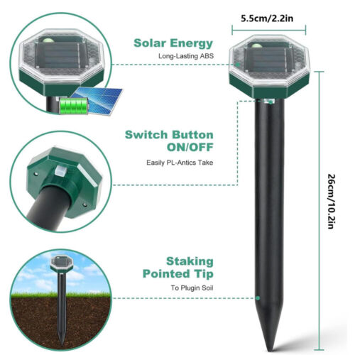 Maulwurf Vertreiber 8 Stück Maulwurfschreck Wühlmausschreck Solar Ultraschall - Bild 10 von 16