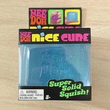 Nee Doh Nice Cube - Super Solid Squish  Blue - Brand New