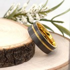 8mm Gold Tungsten Carbide Ring Gray Brushed Engraved Band for Christmas Gifts — photo 1