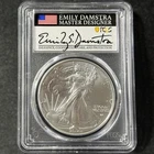 2022 $1 American Silver Eagle Emily Damstra Master Designer Signed PCGS MS 70