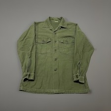 Vintage US Army OG-107 Olive Green Long Sleeve Flap Pockets Utility Shirt