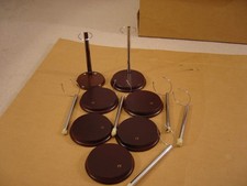 Vintage Doll Stands Lot of 7 Adjustable, Dark Wood- New