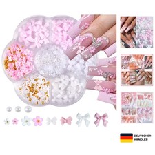 3D Blumen Nagel Edelstein Set für Nageldesign und Dekoration, rosa