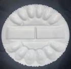 VTG LE Smith MILK Glass DEVILED Egg PLATE Tray Platter Pineapple Heavy RARE ?