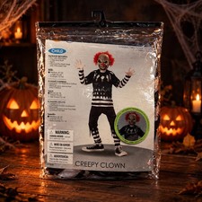 Spirit Halloween Kids Creepy Clown Jumpsuit Costume ONLY No Mask