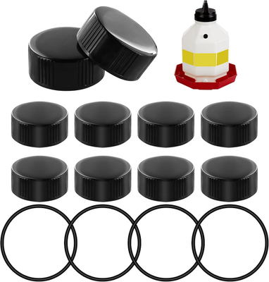 #ad Plastic Poultry Waterer Replacement Parts Kit 10 Caps amp; 4 O Rings Compatible $11.77