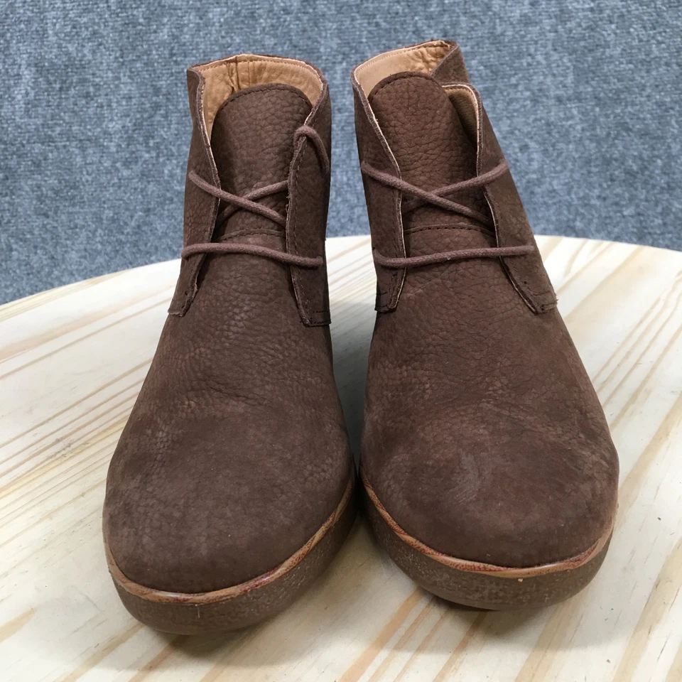 Botas Lucky Brand para mujer 8,5 Junes botín con cordones cuña al tobillo cuero marrón Foto 4 de 4