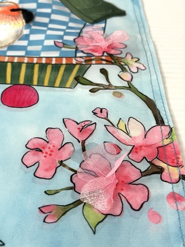 "Casa de pájaros de hoja perenne y pájaros sobre apliques de flores de cerezo bandera de jardín 12,5""x18""" - Imagen 7 de 18