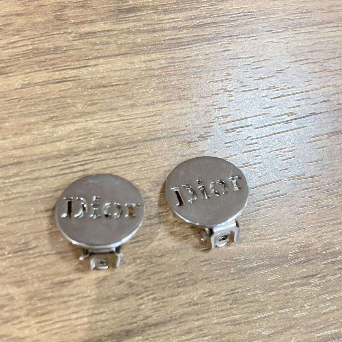 Vintage Christian Dior Logo Earrings in Sleek Silver Tone Collectible Fashion Jewelry