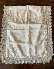 Coperta culla carrozzina bambino ricamata pizzo uncinetto irlandese seta vintage