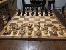 Championship Staunton Chess Set 3.75" King Boxwood & Ebonised w/ German Knights