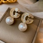 New Fashion Earring Ladies Electroplated Silver Needle Zircon CG Pearl Women