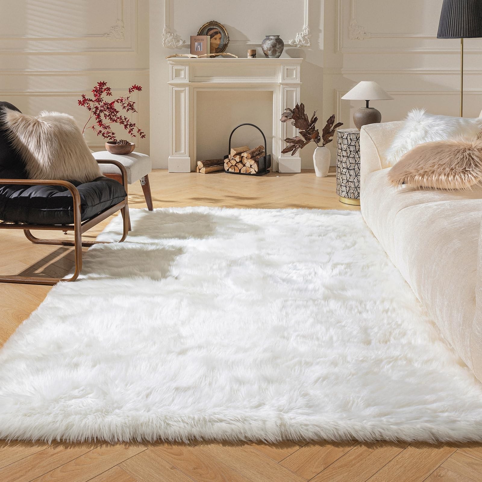 Ashler Faux Fur Fluffy Shaggy Ultra Soft 3x5 Feet Rectangle Area Rug