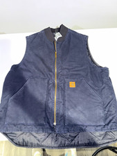 Carhartt Sandstone Arctic Insulated Lined Zip Vest Men s XL Blue Ribbed