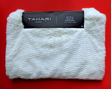 TAHARI Set of 4 Luxe Faux Fur PLACEMATS Plush Winter White 13x19