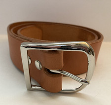 Leather Belt for Mens whit Solid Brass Buckle Light brown Made in USA Sz M