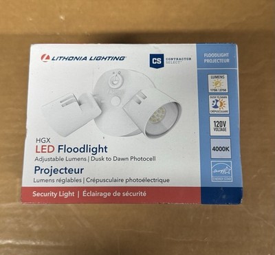 LITHONIA HGX LED 2RH 4000K 2750lm Outdoor Security Floodlight in White 271FEE