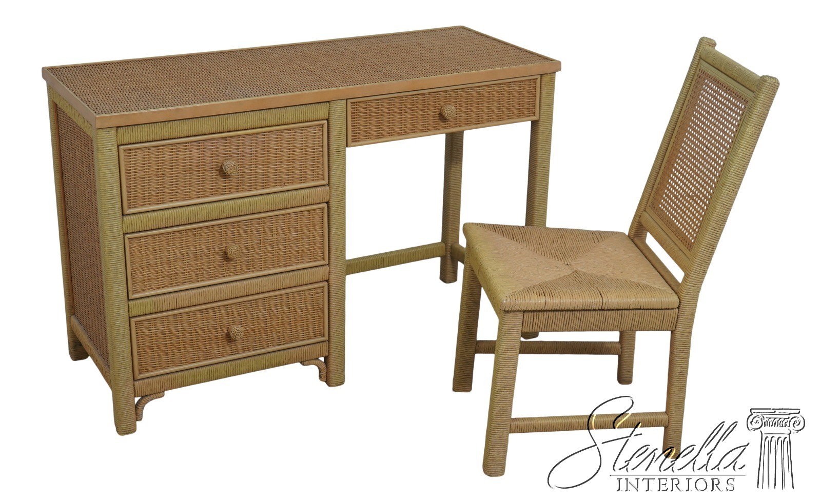 F72729: LEXINGTON Henry Link Woven Wicker Writing Desk & Cha
