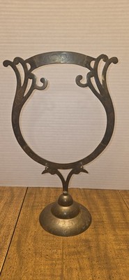Vintage Solid Brass Gong Stand Holder Dinner Made in India Handmade Etched