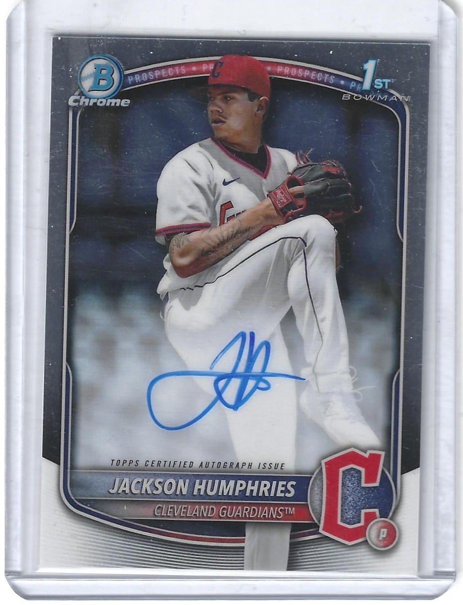 Jackson Humphries 1st Bowman Chrome Auto 2025 Bowman #CPA-JHU Guardians view 1