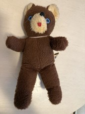 Vintage Gund Teddy bear brown blue eyes 14" 1960s 1970s Plushie stuffed animal