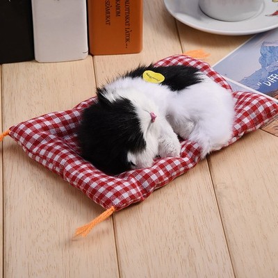 (Schwarz Weiß) Sleeping Kid SimulationCatPlush Sound Toy Stuffed Doll Home DON