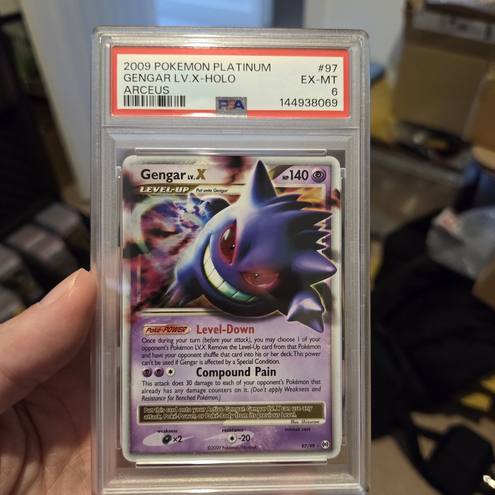 Pokemon Card Gengar LV X 97/99 Arceus Holo Rare Unlimited 2009 - PSA 6