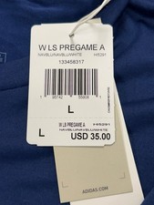 Adidas WOMENS Navy Blue / White Pregame Long Sleeve Shirt HI5291 Retail 35