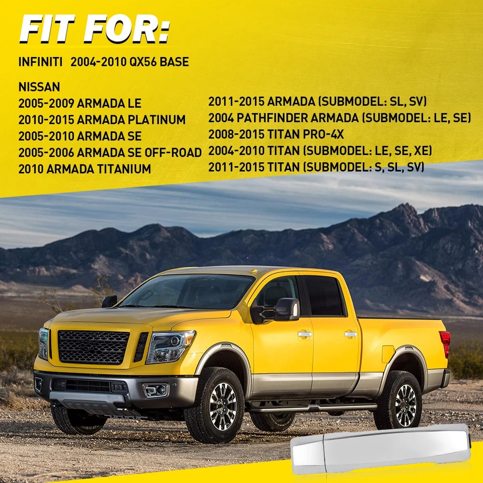 2X Manija de puerta exterior cromada para Nissan Pathfinder Armada 2004 trasera derecha/izquierda Foto 2 de 4