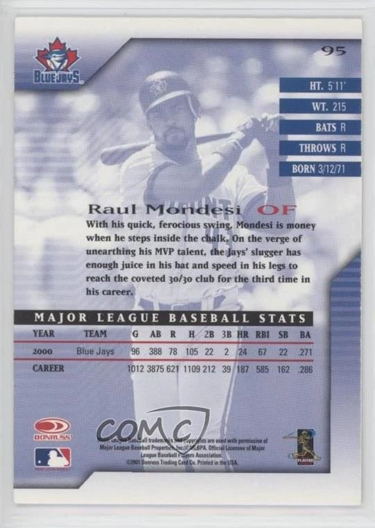 2001 Donruss Signature Series 2002 Hawaii Trade Conference /25 Raul Mondesi #95 - Image 2 of 2