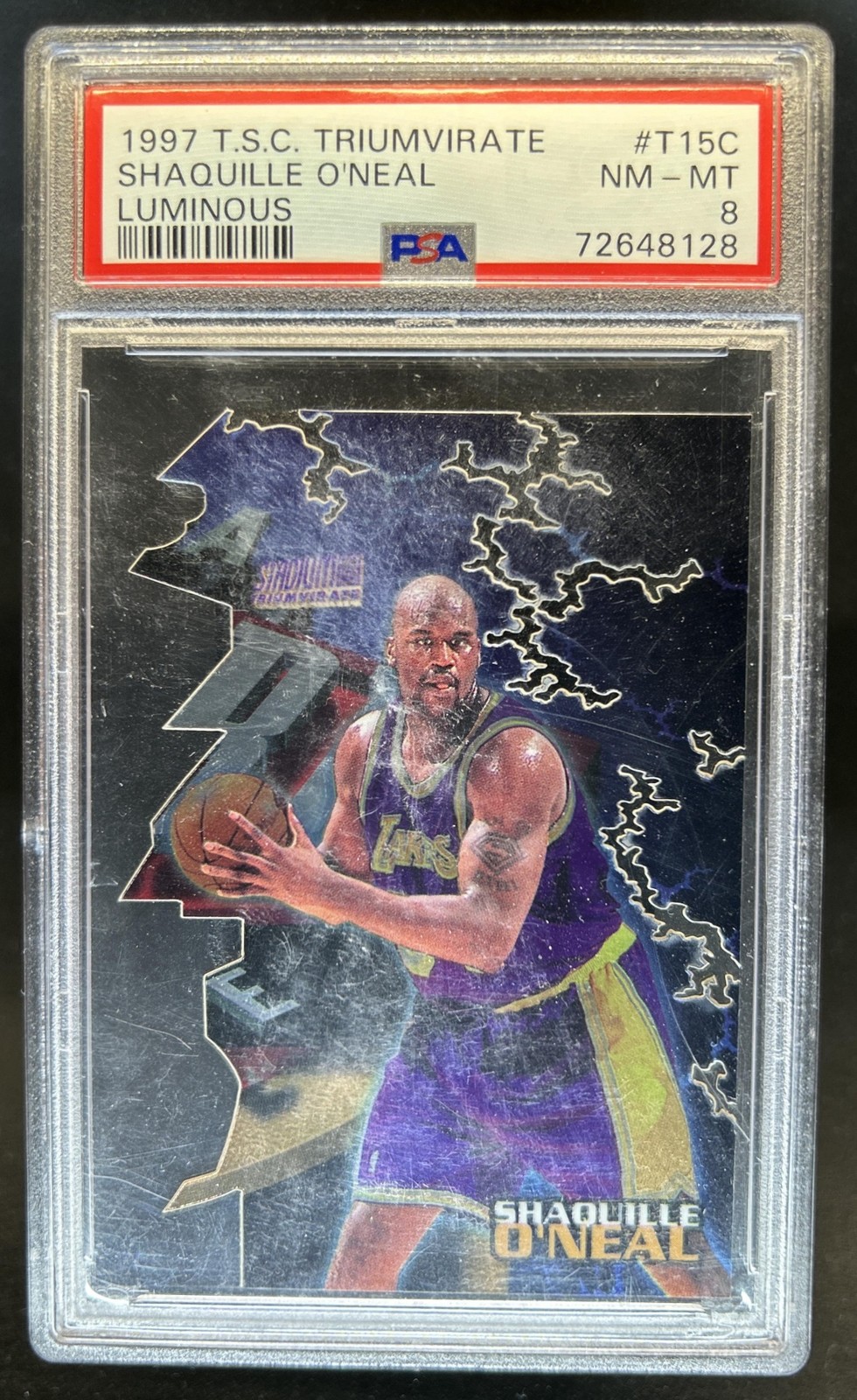 1997-98 Topps Stadium Club Shaquille O'Neal Triumvirate Luminous #T15C PSA 8