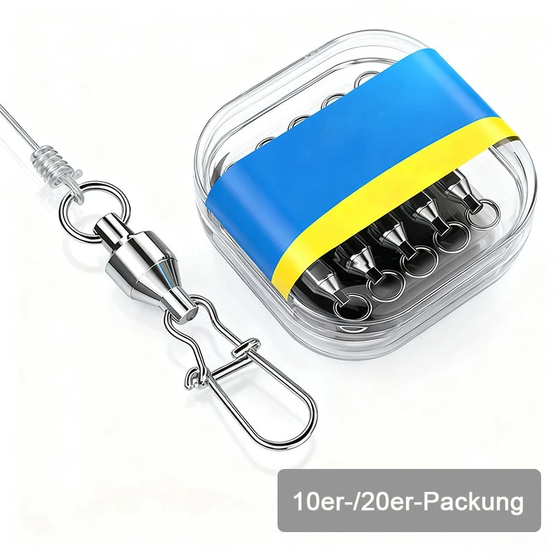 Edelstahl Kugellager Wirbel Angelwirbel Powerwirbel Doppelverschluss Karabiner - Bild 1 von 4
