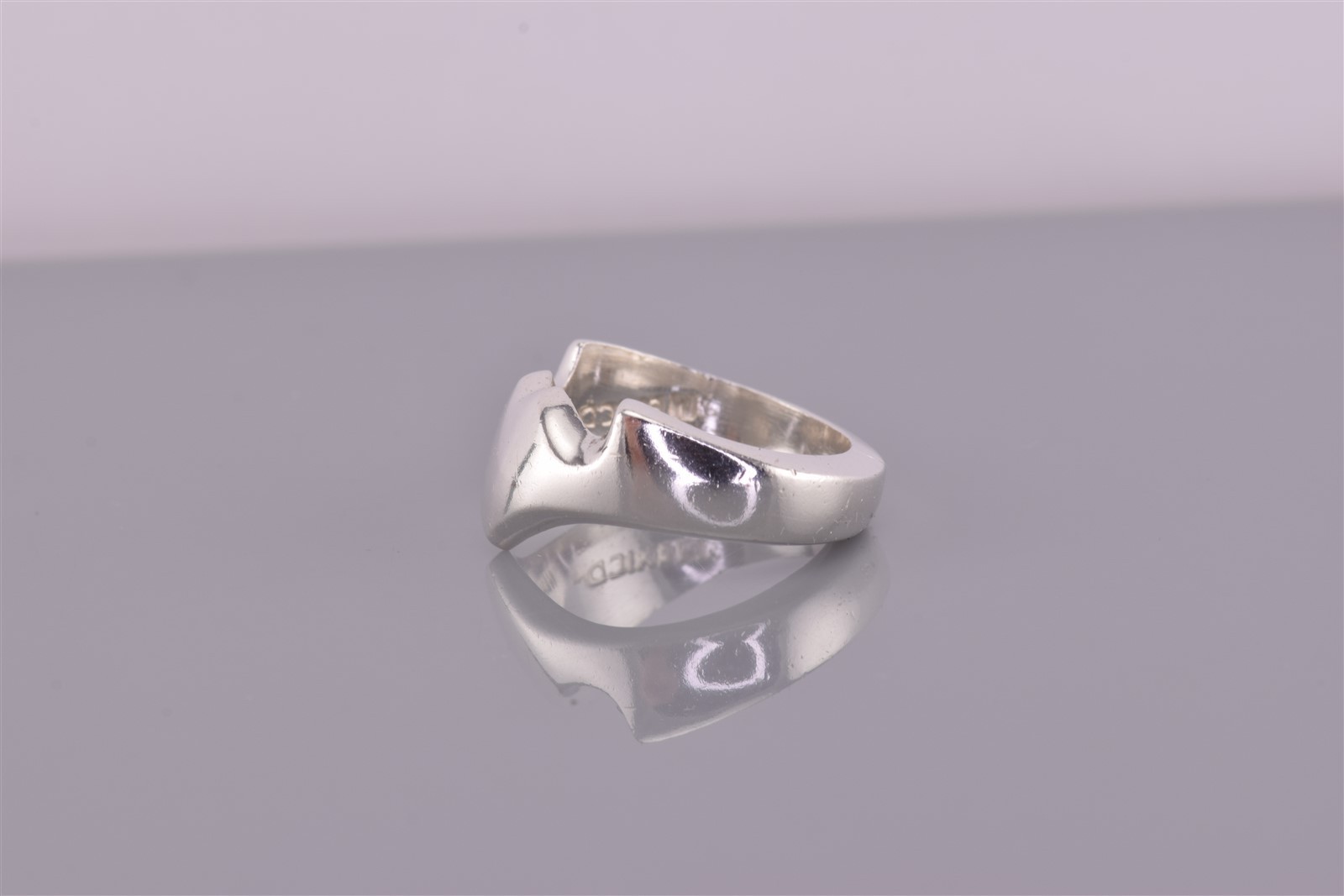 Sterling Silver Solid Drop Down Heart Winged Band… - image 5