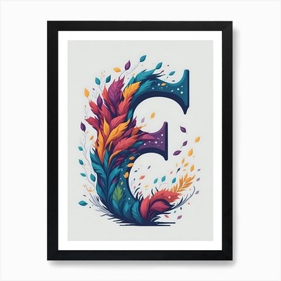 Colorful Letter E Illustration 76 A Framed Wall Art Poster Canvas Print Picture
