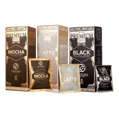 ORGANO's 1 box Black Coffee, 1 box Cafe Latte and 1 Box Cafe Mocha 100% Certifie