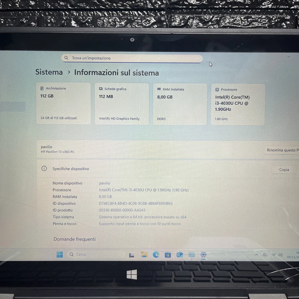 Notebook Hp Pavillion 13 X360 (core I3 8gb Ssd128gb)windows 11 Pro LEGGERE - Immagine 4 di 4