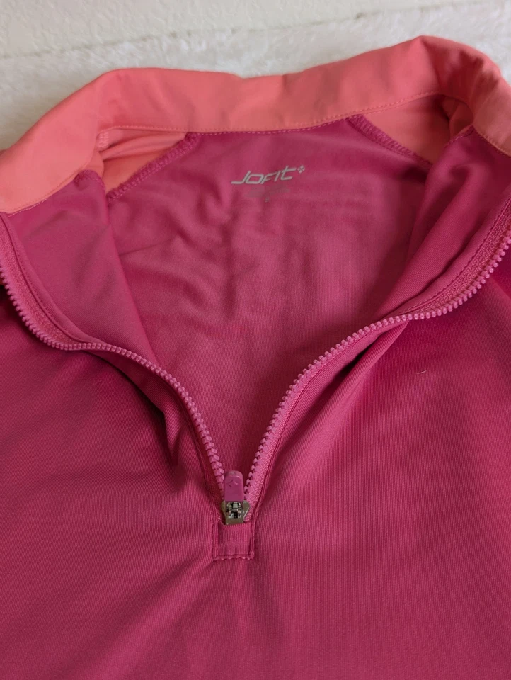 Jofit Women’s Golf Polo Shirt Small Pink Two-Tone Short Sleeve Half Zip Athletic - Image 4 of 4