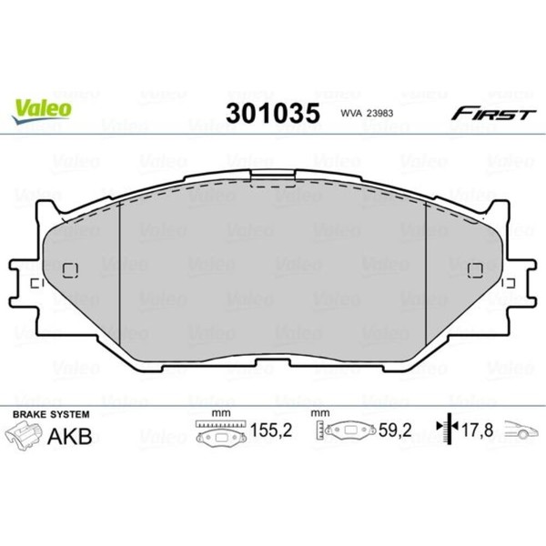 Valeo BremsbeläGe Bremsbelegsatz Vorne System Akebono FüR Lexus IS II-image