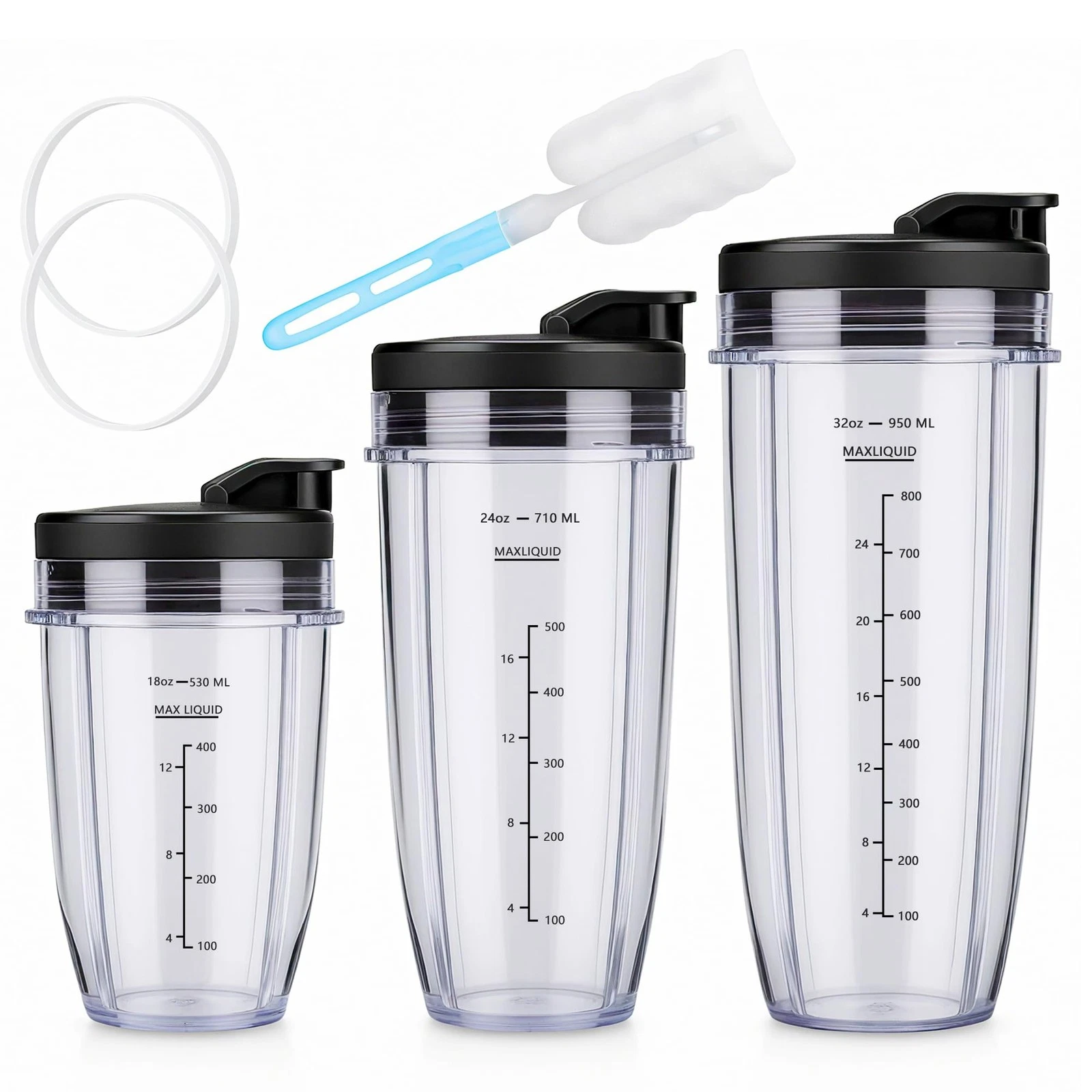 Ninja Blender Cups Replacement Parts 18 24 32 oz Cups for Blender with Sip & ...