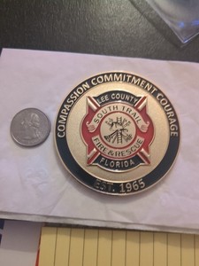 CHALLENGE COIN SOUTH TRAIL FIRE RESCUE LEE COUNTY, FLORIDA 