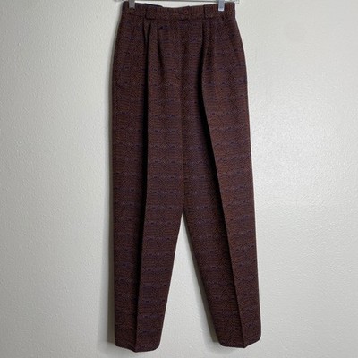 Mondi Wool Blend Trousers Geometric Print High Waist Vintage Made In Germany S