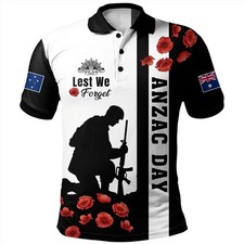 Men ANZAC Day Polo T-Shirt Short Sleeve Lest We Forget Souvenir Costumes Top Tee