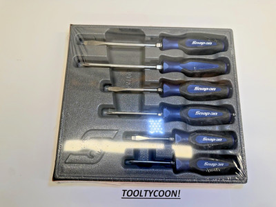 Snap-on Tools NEW 6pc POWER BLUE Soft Grip Combination Screwdriver Set SGDX60BMB