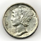 1924 Mercury Dime AU Silver 10C Near Unc Better Early Type Coin Philadelphia