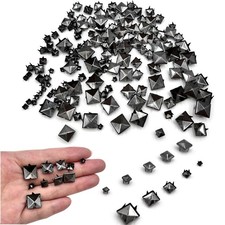 Black 150pcs Square Pyramid Studs Metal Studs Spikes for Clothing,Shoe,Leathe...