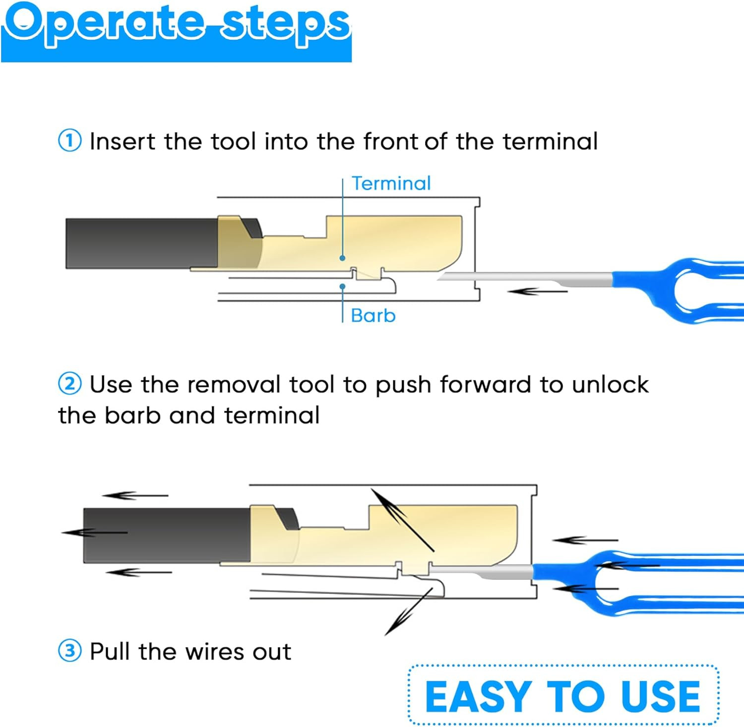 Terminal Removal Tool Kit 41 Pcs Depinning Tool Electrical Connector Pin Removal