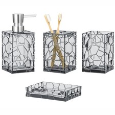 Bathroom Accessories Set 4 PCS Acrylic Countertop Set with Soap Dispenser,Too...